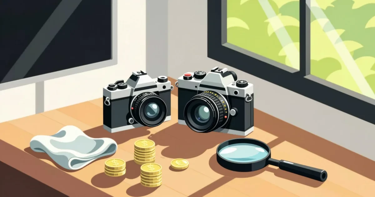 Ilustracija za vodič: Kako oceniti pošteno ceno rabljenega fotoaparata?