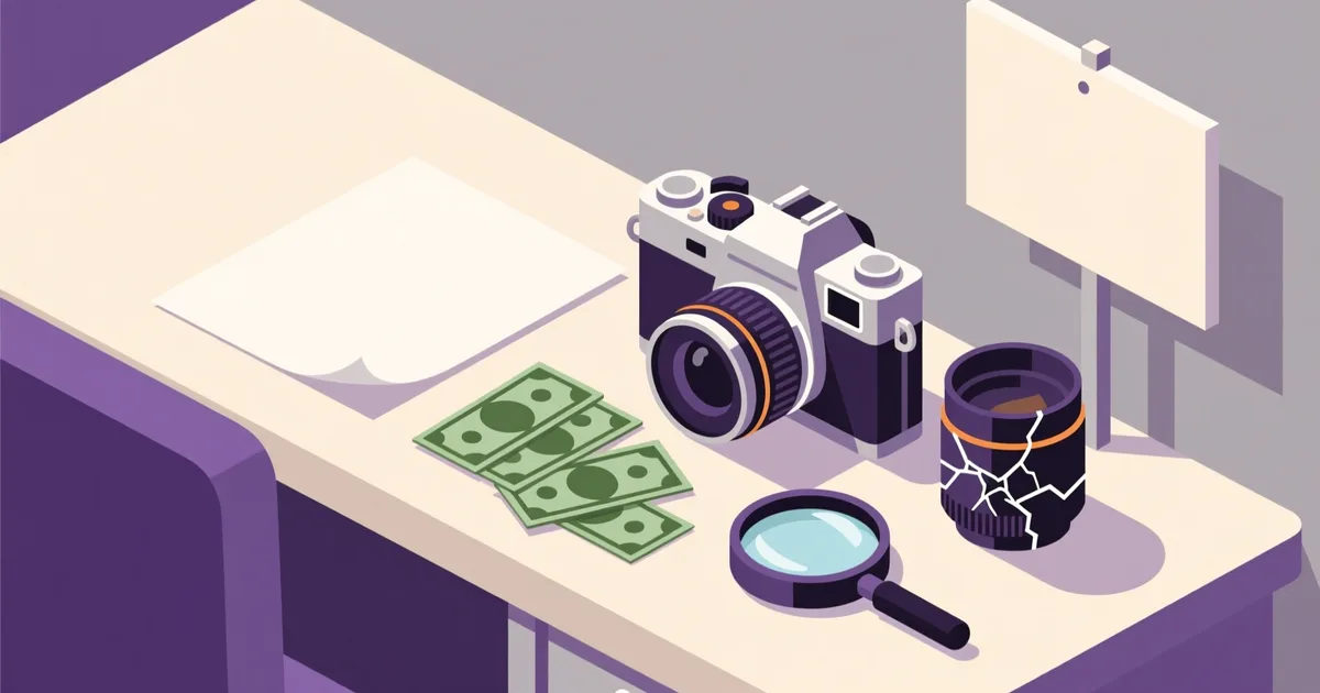 Illustration for the guide: How to read a used camera listing and spot a scam