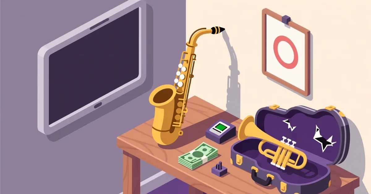 Ilustrație pentru ghid: Cum să cumperi un instrument muzical second hand: unde cauți, ce verifici și cât plătești