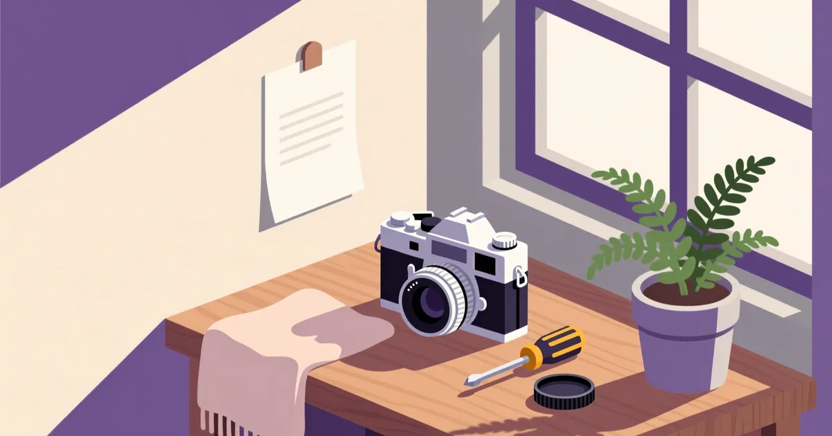 Illustration for the guide: How to photograph and describe a used camera listing in Poland