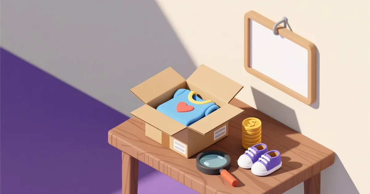 Illustration for the guide: How to buy second hand kids' clothes: where to look, what to check, and how much to pay