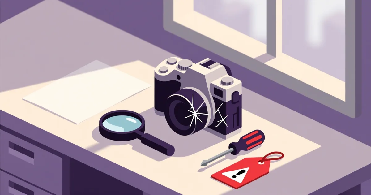 Illustration for the guide: How to read a used camera listing without getting scammed