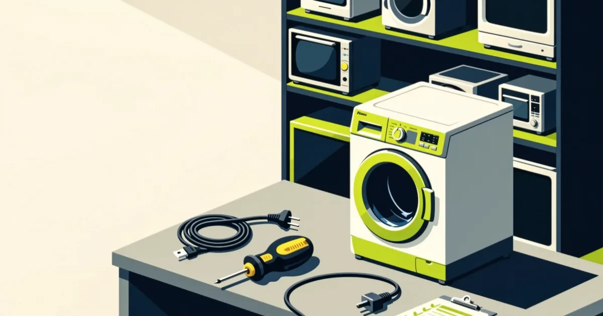 Ilustracija za vodič: Kako preveriti rabljene gospodinjske aparate in varno kupiti: kontrolni seznam