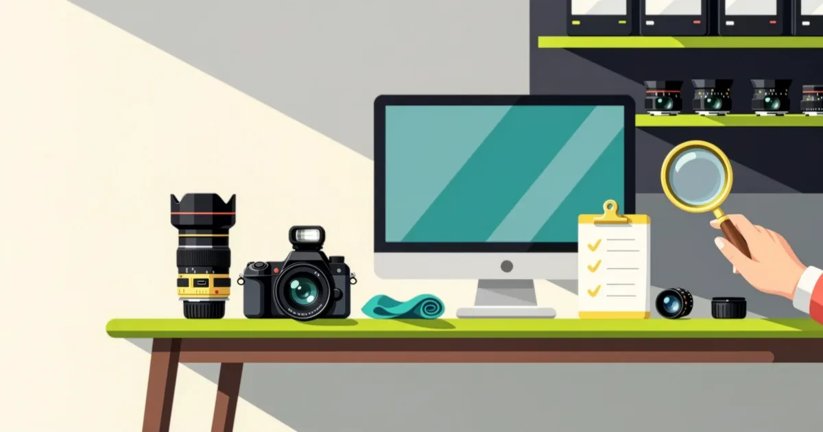 Ilustrație pentru ghid: Cum să verifici un aparat foto second hand și să cumperi în siguranță: listă de control