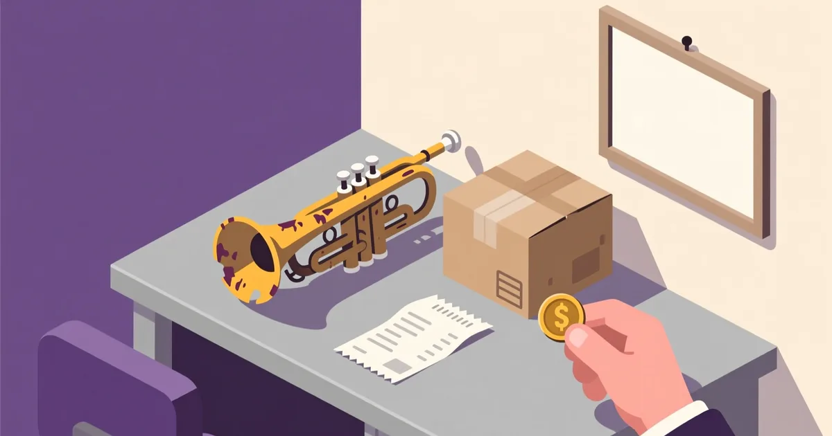 Ilustracija za vodič: Ali lahko kupite rabljeno glasbilo in ga vrnete?